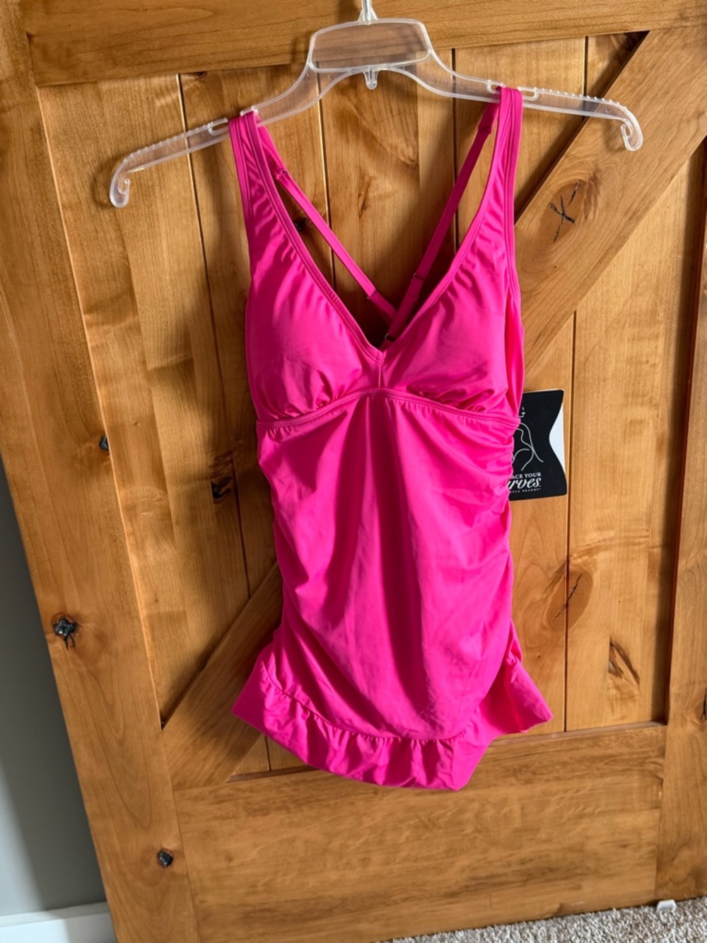 Shecurve Deep V Cross-Back Ruched One-Piece Swimsuit - Picture 2 of 8